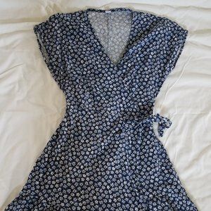 Navy floral summer wrap dress